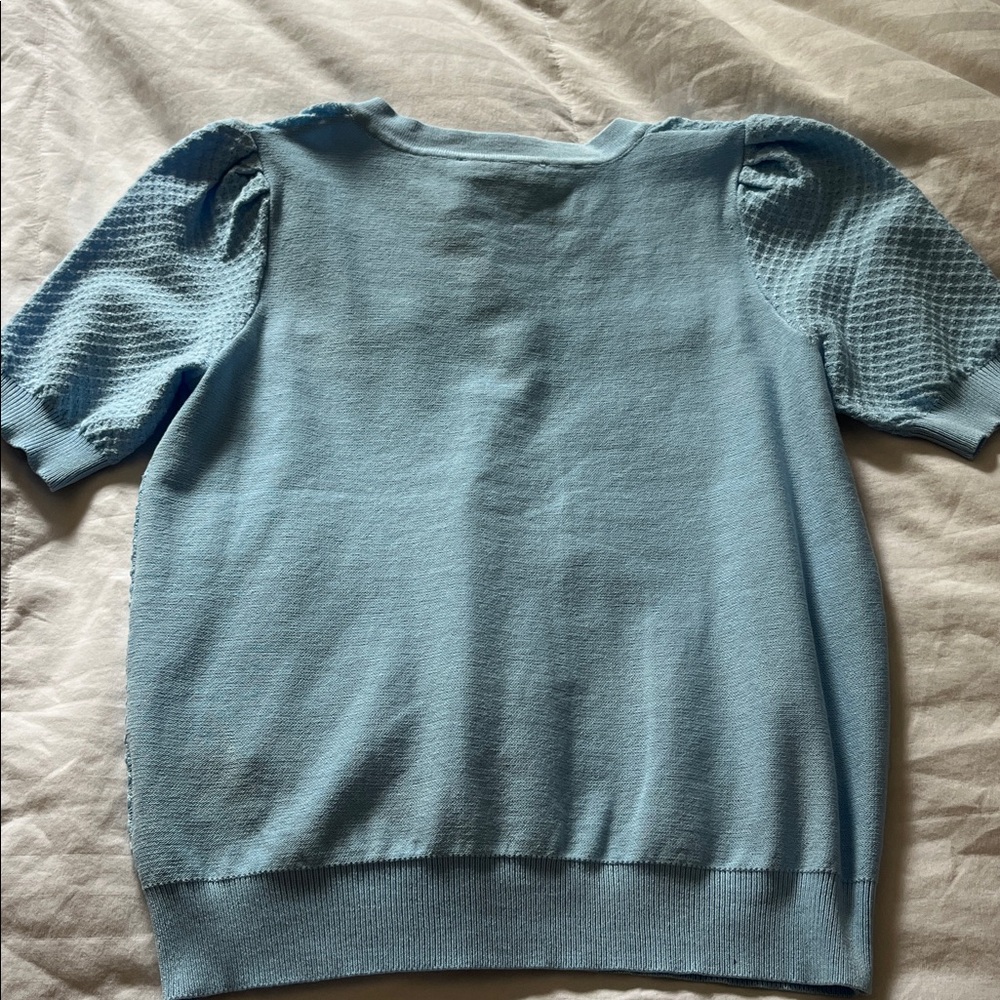 NWT Nanette Lenore blue knit sweater blouse - Picture 6 of 6